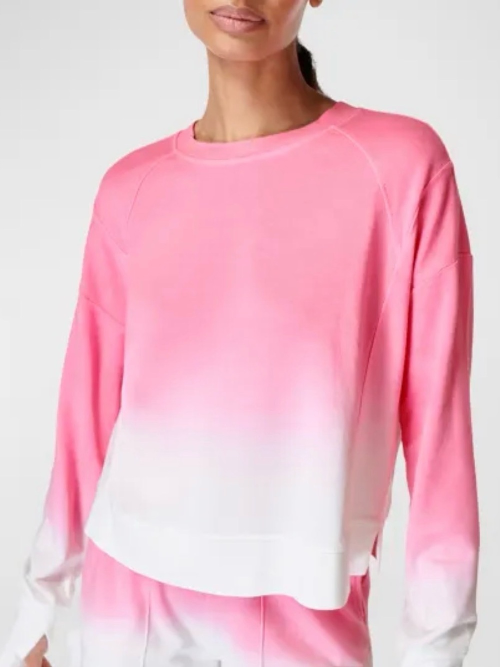 Sweaty Betty “After Class” Sweatshirt in Pink Ombré